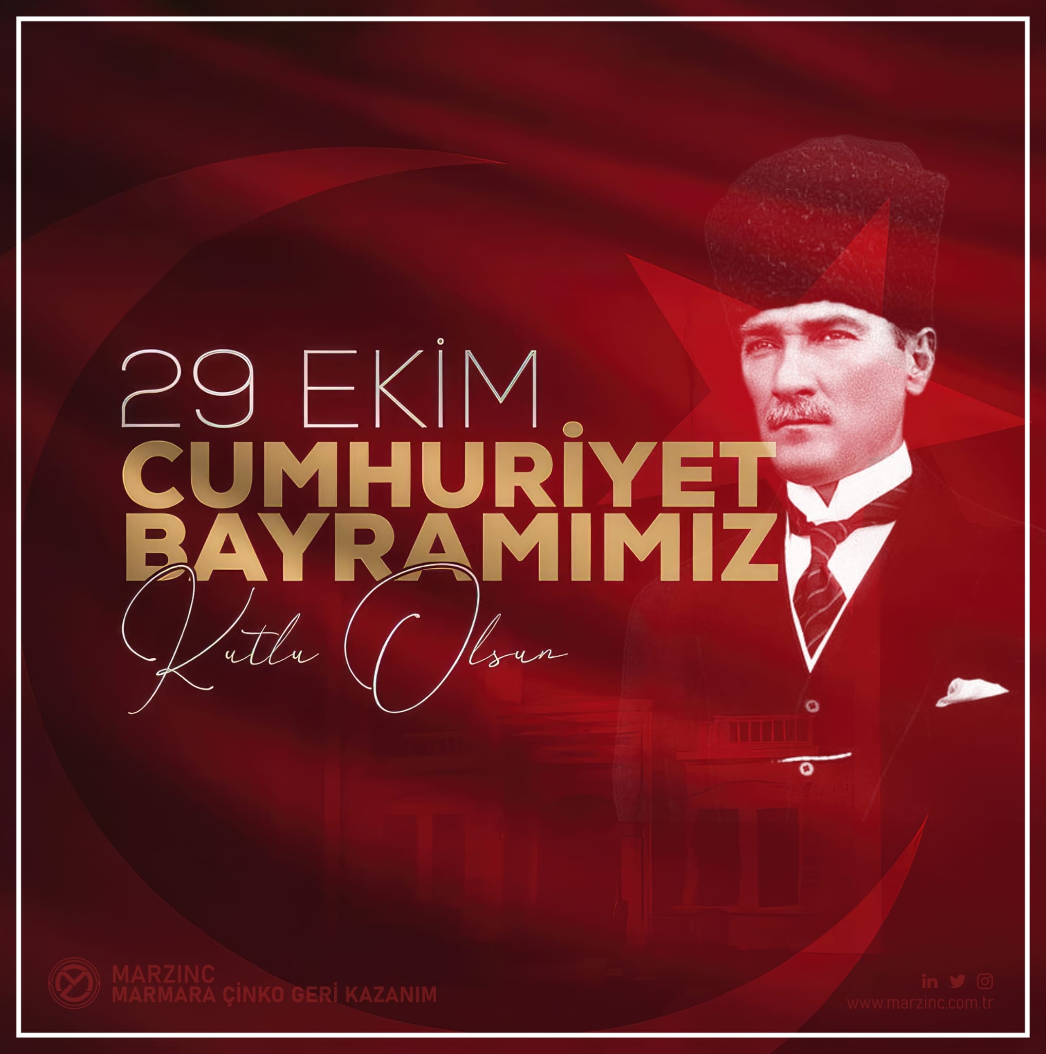 MARZINC MARMARA ÇİNKO GERİ KAZANIM ŞİRKETİ 29 EKİM CUMHURİYET BAYRAMI KUTLAMA MESAJI